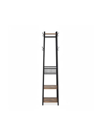 relaxdays Garderobenständer in Schwarz/ Braun - (B)43 x (H)181 x (T)43 cm