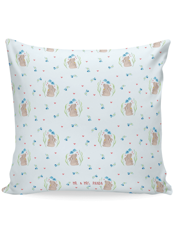 Mr. & Mrs. Panda kissen für sofa Hase Blume ohne Spruch in Blau