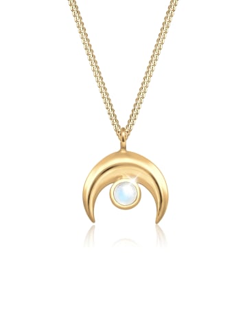 Elli Halskette 925 Sterling Silber Astro, Halbmond in Gold