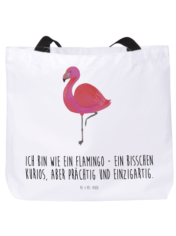 Mr. & Mrs. Panda Stofftasche Flamingo Classic mit Spruch in Weiß