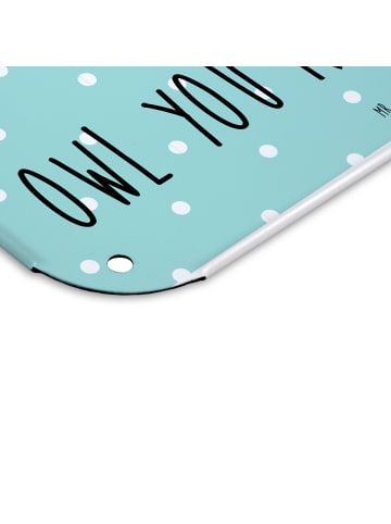 Mr. & Mrs. Panda Wandbild Eulen Liebe mit Spruch in Türkis Pastell