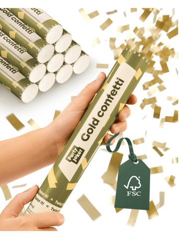Partyjoker 10x Konfettikanonen Gold Hochzeit – Bio Papier FSC Abbaubar