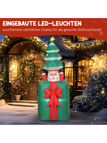 Outsunny Aufblasbar Weihnachtsdeko-80L x 67B x 160-213H cm-Rot+Grün