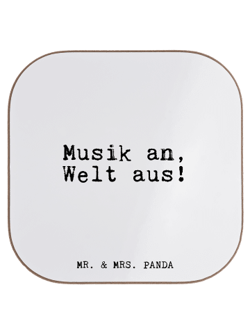 Mr. & Mrs. Panda Tassenuntersetzer Musik an, Welt aus!... mit Sp... in Weiß