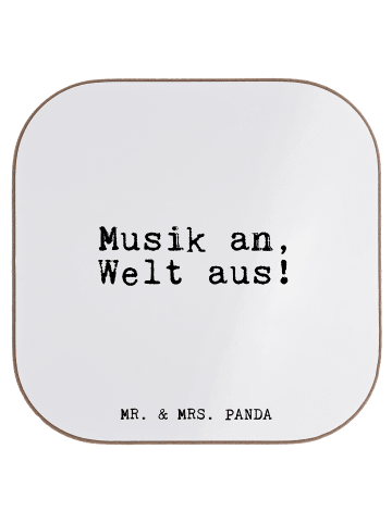 Mr. & Mrs. Panda Untersetzer Musik an, Welt aus!... mit Spruch in Weiß