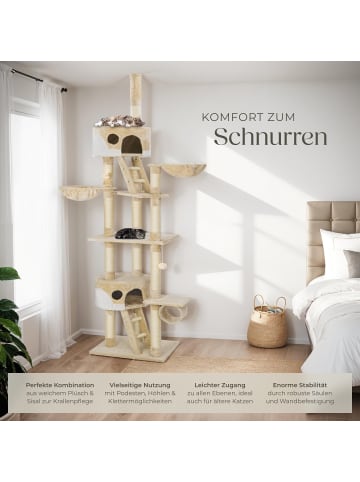 tectake Katzenbaum Hansi 260 cm - Diverse Farben - Beige-Weiß