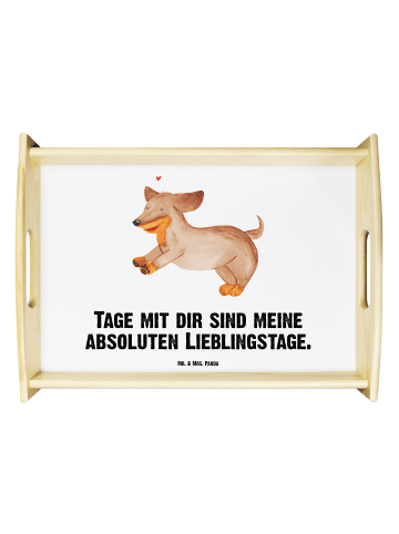 Deko Tablett Hund Dackel mit Spruch in Weiß