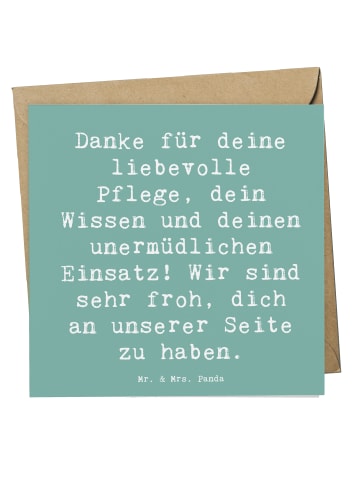 Mr. & Mrs. Panda Grußkarte Spruch Dankbare Pflegekraft mit Spruch in Meeresbrise