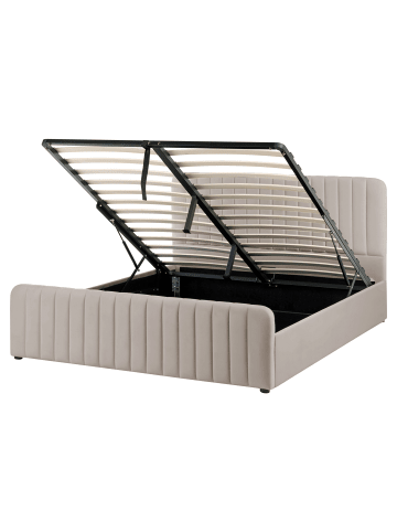 Beliani Doppelbett LUNAN in Beige/Schwarz - (W) 167 x (H) 100 x (L) 216 cm