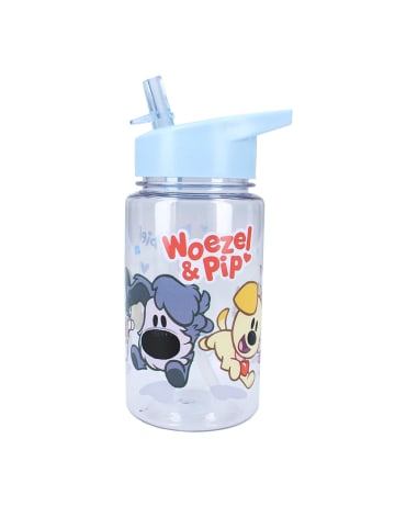 COFI 1453 Woezel & Pip Trinkflasche – Ideal für unterwegs, 450ml mit Strohhalm in Blau