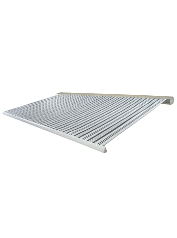 MCW Elektrische Kassetten-Markise H124 mit Volant, Polyester Grau/Weiß