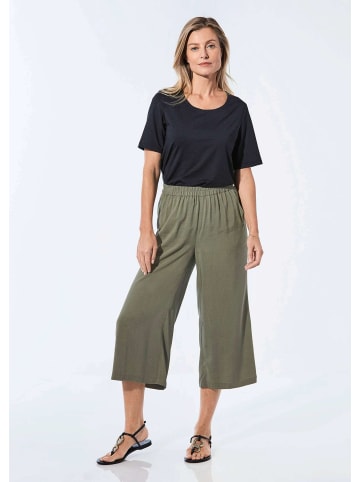 GOLDNER Kurzgröße:  Hose Hose mit Schlupfbund und Zierelement in khaki