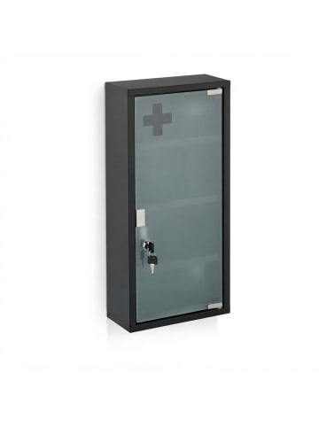 relaxdays Medizinschrank in Schwarz - (B)27 x (H)57 x (T)12 cm