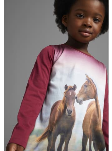 Kidsworld Langarmshirt & Leggings in beere/schwarz