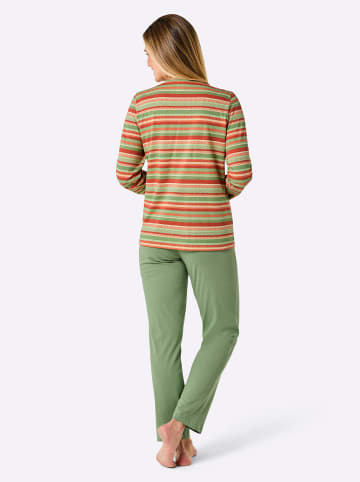 WITT WEIDEN Schlafanzug in eucalyptus-terra-gestreift