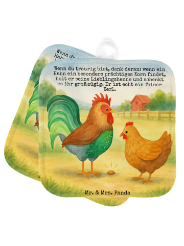 Mr. & Mrs. Panda Topfuntersetzer Hahn Korn Design mit Spruch in Weiß