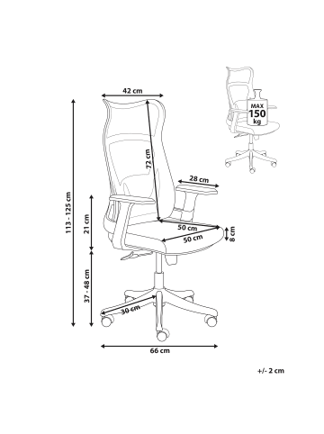 Beliani Bürostuhl BARD in Schwarz - (W) 50 x (H) 113 x (L) 66 cm