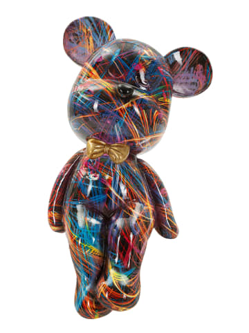 Mauro Ferretti Mehrfarbige Harzskulptur in Form eines Teddybären, 12,5 x 9,5 x 25 cm