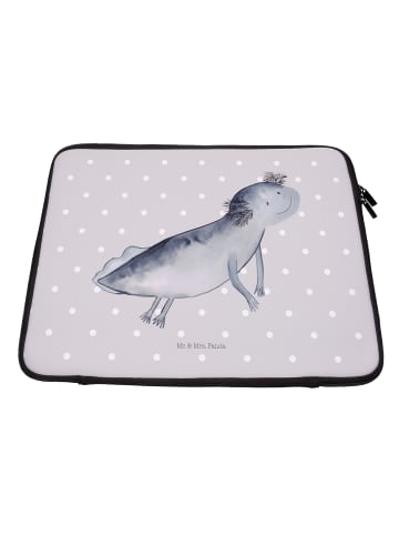 Mr. & Mrs. Panda Laptop Tasche Axolotl Schwimmen ohne Spruch in Grau Pastell