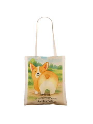 Mr. & Mrs. Panda Tragetasche Corgi Po Design mit Spruch in Weiß