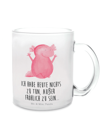 Mr. & Mrs. Panda Glas Axolotl Hurra mit Spruch in Transparent