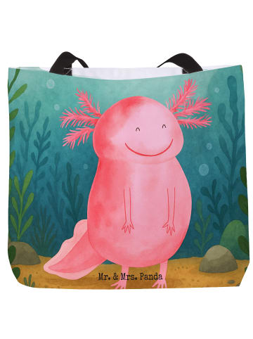 Mr. & Mrs. Panda Strandtasche Axolotl Glücklich Design ohne Spruch in Weiß