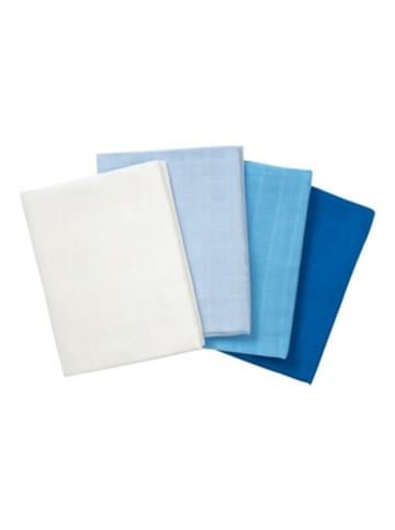 Bornino 4er-Pack Mullwindeln 80x80 cm in Blau