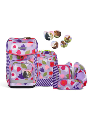 Ergobag Cubo Light Schulranzen-Set 6tlg. inkl. Klettie-Set in BlütenzauBär