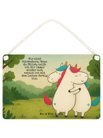 Mr. & Mrs. Panda Schild Einhörner Umarmen Design mit Spruch in Weiß