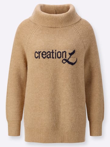 creation L Rollkragenpullover in camel-ecru-meliert
