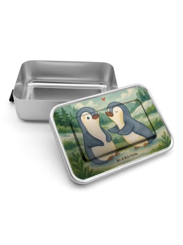Mr. & Mrs. Panda Metall Brotdose Pinguine trösten Design ohne Sp... in Weiß