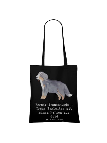 Mr. & Mrs. Panda Henkeltasche Berner Sennenhund Herz mit Spruch in Schwarz