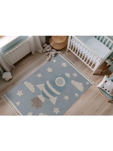 Kayoom Kinder Teppich Modena 416 in blau - rechteckig