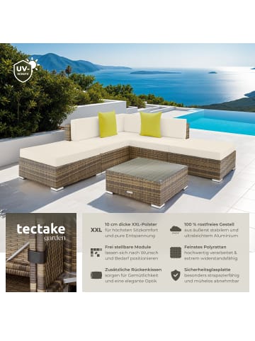 tectake Rattan Sitzgruppe mit 2 extra Kissen, inkl. 8 Verbindungsklammern