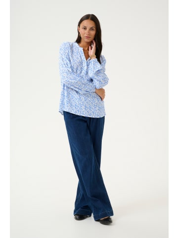 Kaffe Langarm-Bluse KAmathilde in Blue/Chalk Graphic Print