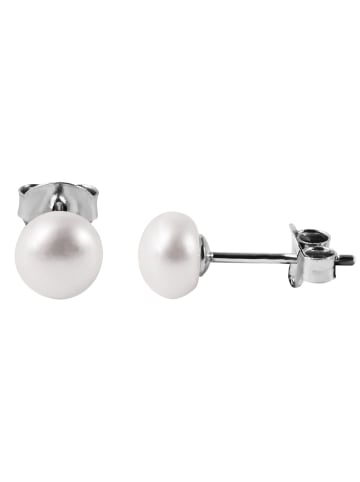 Adeliás Damen Ohrringe – Ohrstecker aus 925 Silber mit Süßwasserperle in weiß