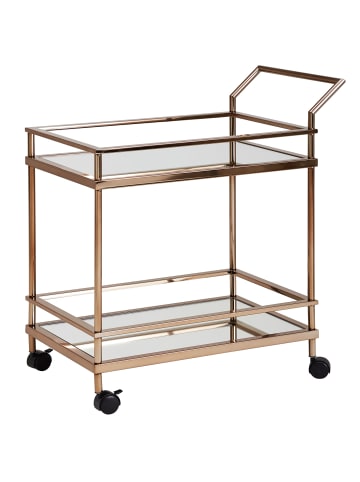 KADIMA DESIGN Goldener Servierwagen: Verspiegeltes Glas, rollbar, stilvoll, vielseitig