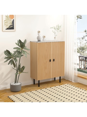 home24 Kommode NYAM 90 cm in Eiche / Schwarz