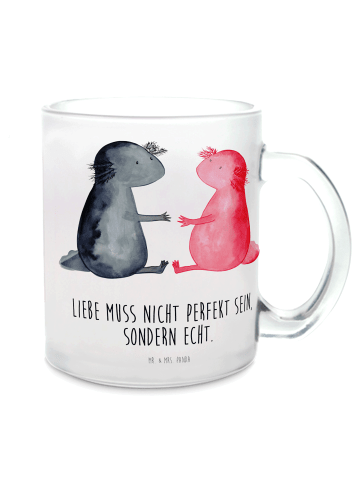 Mr. & Mrs. Panda Teetasse Axolotl Liebe mit Spruch in Transparent