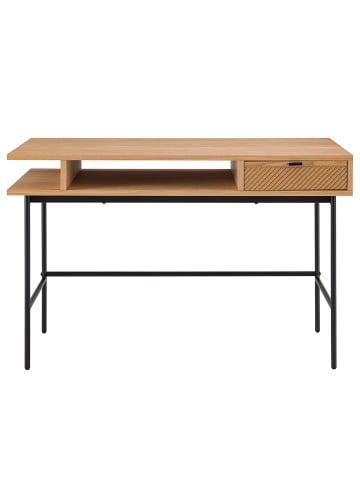 home24 Schreibtisch Crozzano in Eiche / Schwarz