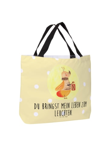 Mr. & Mrs. Panda Tote Bag Glühwürmchen mit Spruch in Gelb Pastell