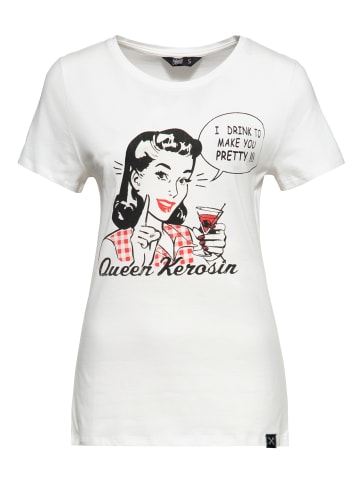 Queen Kerosin Queen Kerosin Print T-Shirt I Drink to make you pretty in offwhite