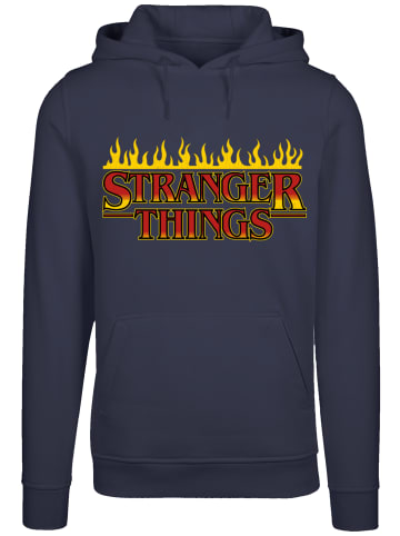F4NT4STIC Hoodie Stranger Things Fire Logo Men Netflix TV Series in marineblau
