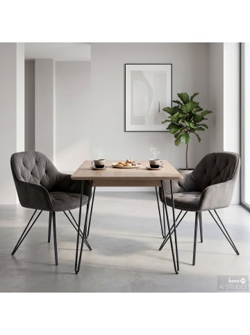 home24 Drehbarer Armlehnenstuhl COIS 2er-Set in Dunkelgrau