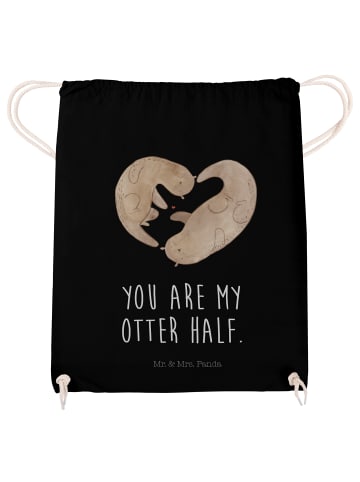 Mr. & Mrs. Panda Beutel Otter Herz mit Spruch in Schwarz