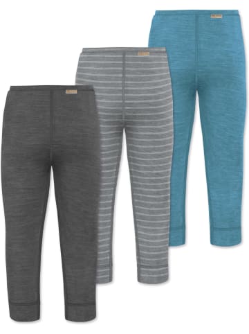 Normani Outdoor Sports 3er Pack Baby Merino Hose Unterhose Tutira in Blau/Grau/Anthrazit