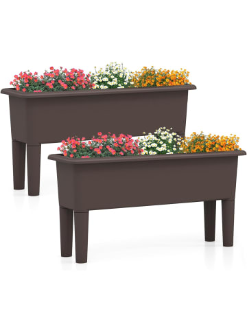COSTWAY 2er Set Hochbeet 80x30x40cm in Braun