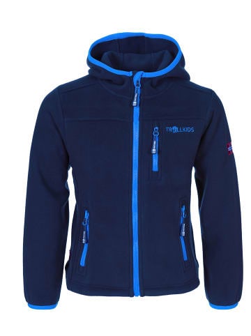 Trollkids Fleece-Jacke mit Kapuze "Stavanger" in Marineblau / Hellblau