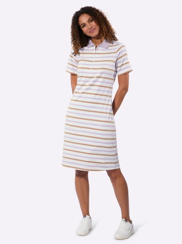 WITT WEIDEN Polokleid in flieder-camel-geringelt