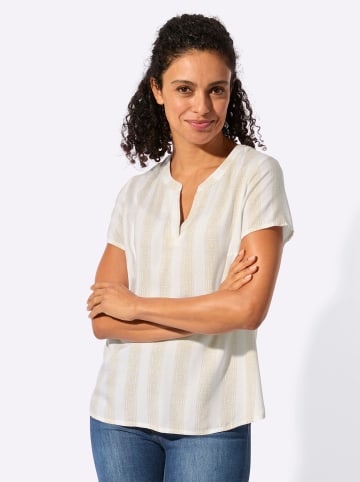 WITT WEIDEN Kurzarmbluse in sand-weiß